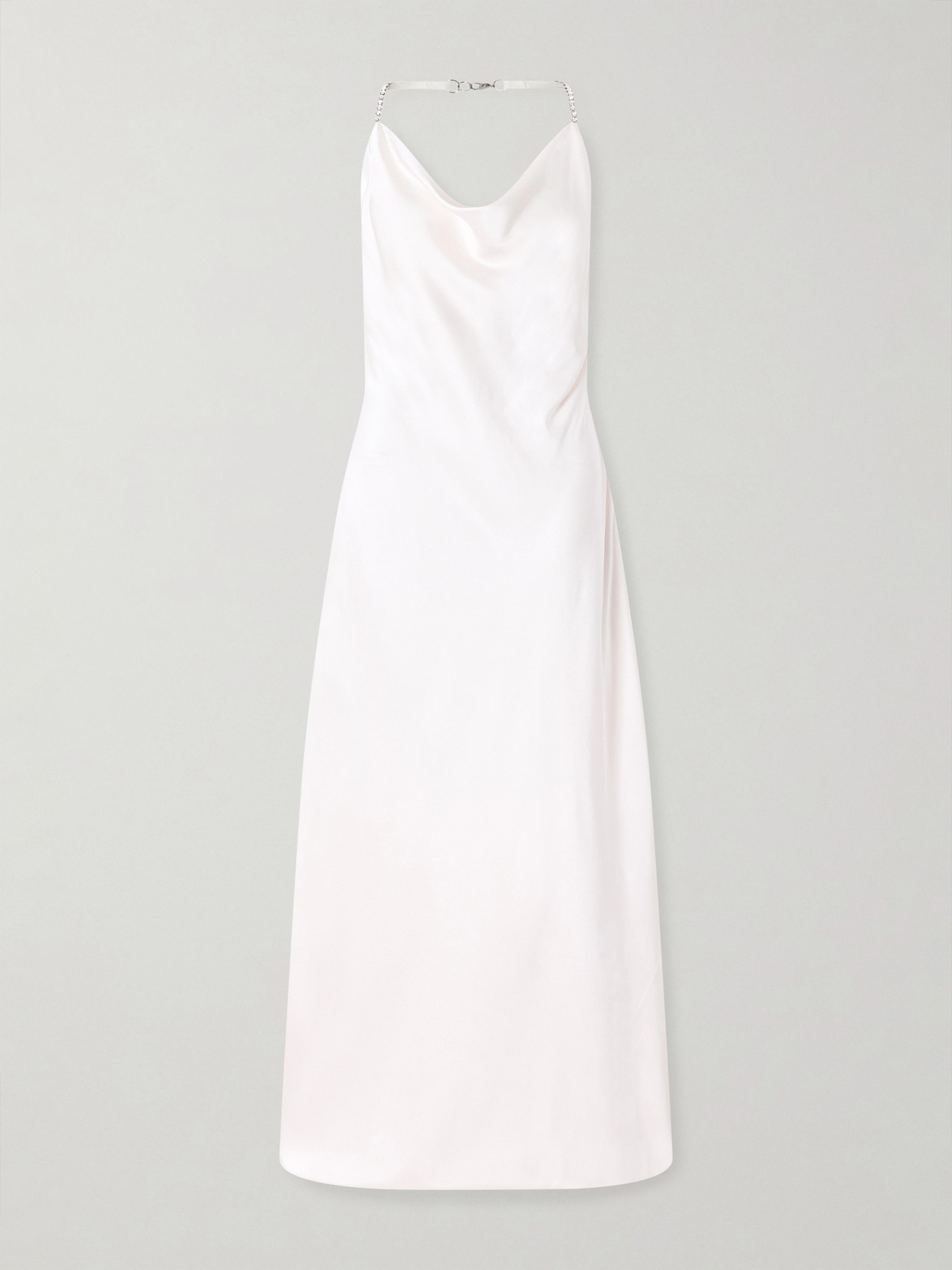 Stella Mccartney Crystal-embellished Satin-crepe Halterneck Gown In White