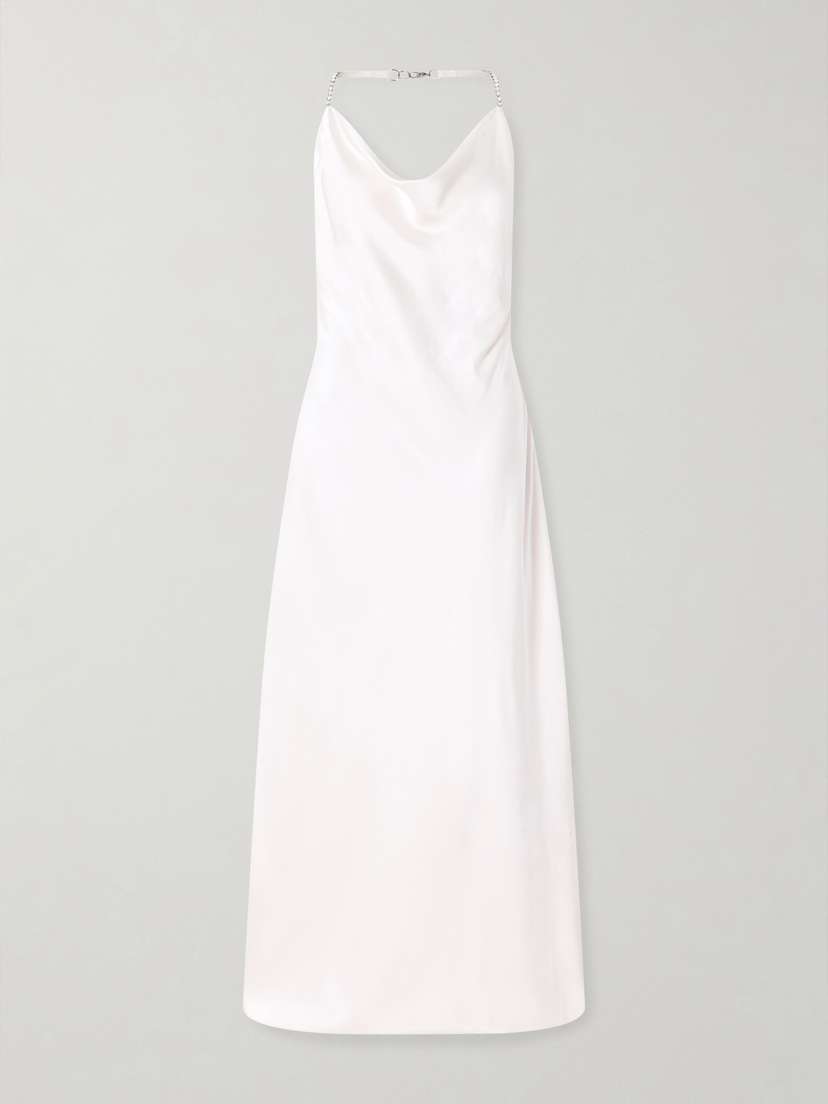 Stella McCartney Crystal-embellished Satin-crepe Halterneck Gown