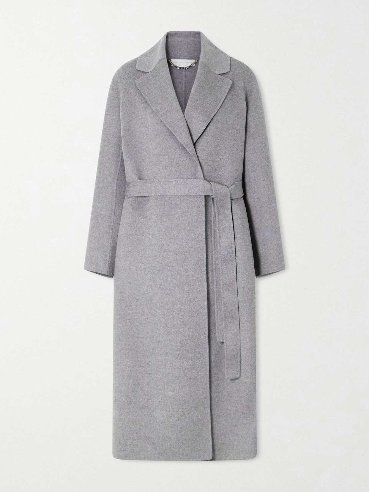 Stella Mccartney Iconic Stella Belted Wool Coat In Gray
