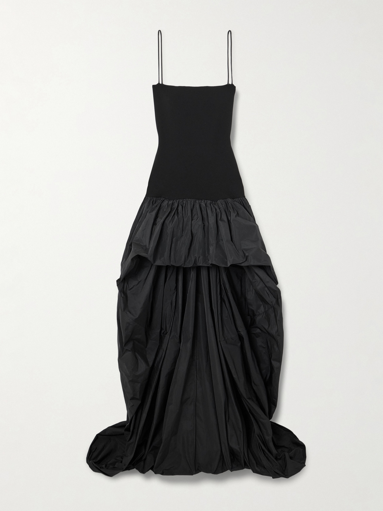 Stella Mccartney Asymmetric Gathered Taffeta And Crepe-jersey Gown In Black