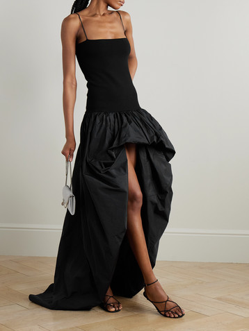 Stella McCartney Asymmetric gathered taffeta and crepe-jersey gown