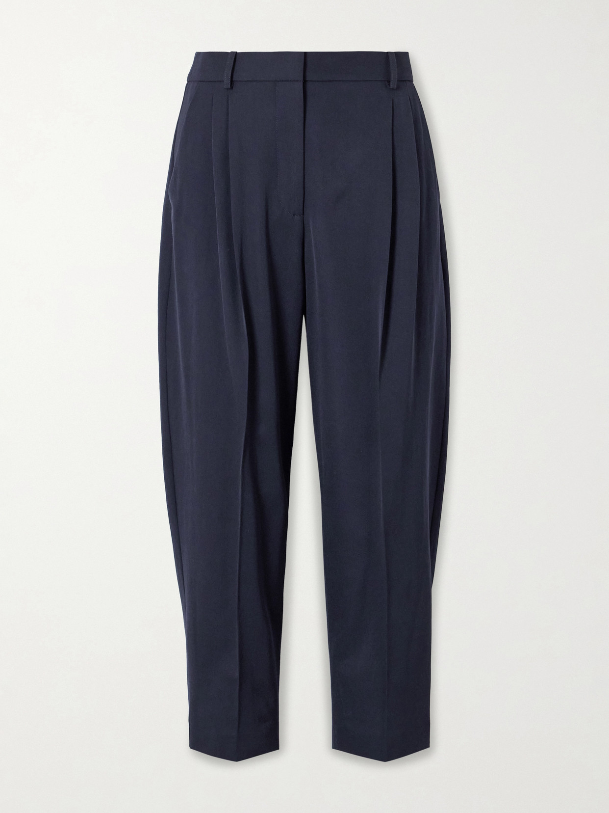Stella Mccartney Pleated Cropped Wool Tapered Pants In Blue