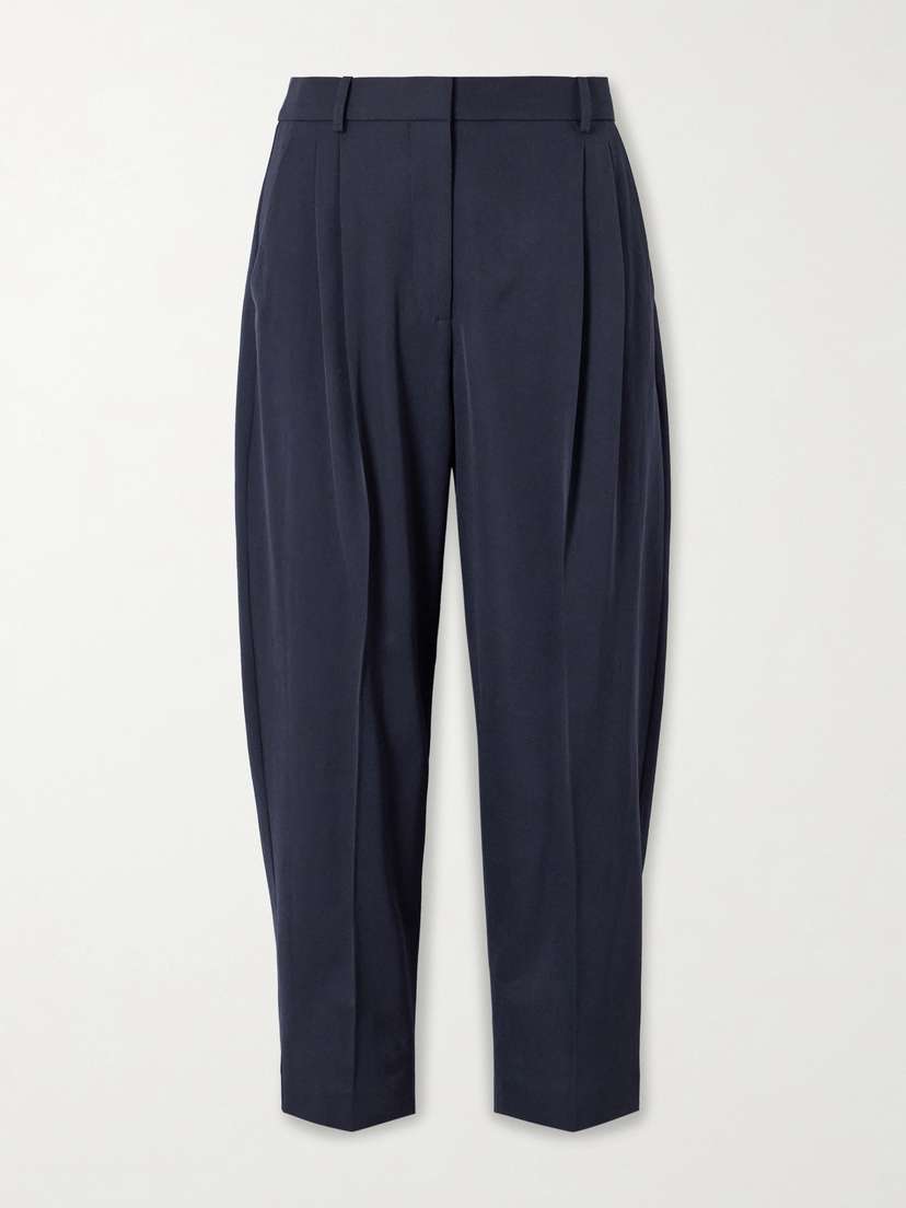Stella McCartney Pleated Cropped Wool Tapered Pants
