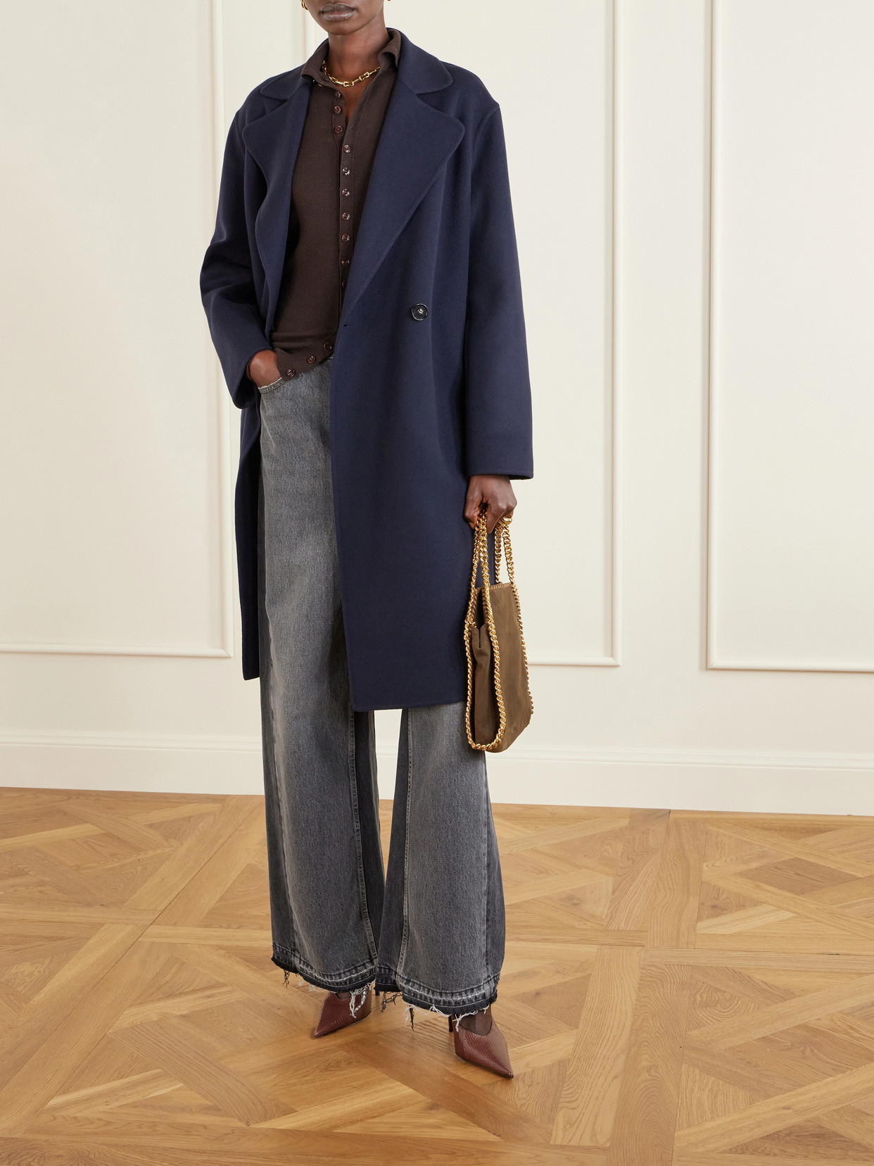 Stella Mccartney Double-breasted Wool Coat In Blue