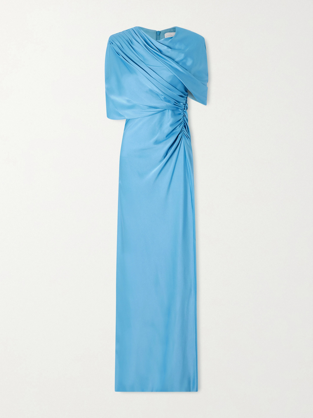Stella Mccartney Women Light Blue Draped Satin Maxi Dress, S Luxury Dresses For Women Darveys