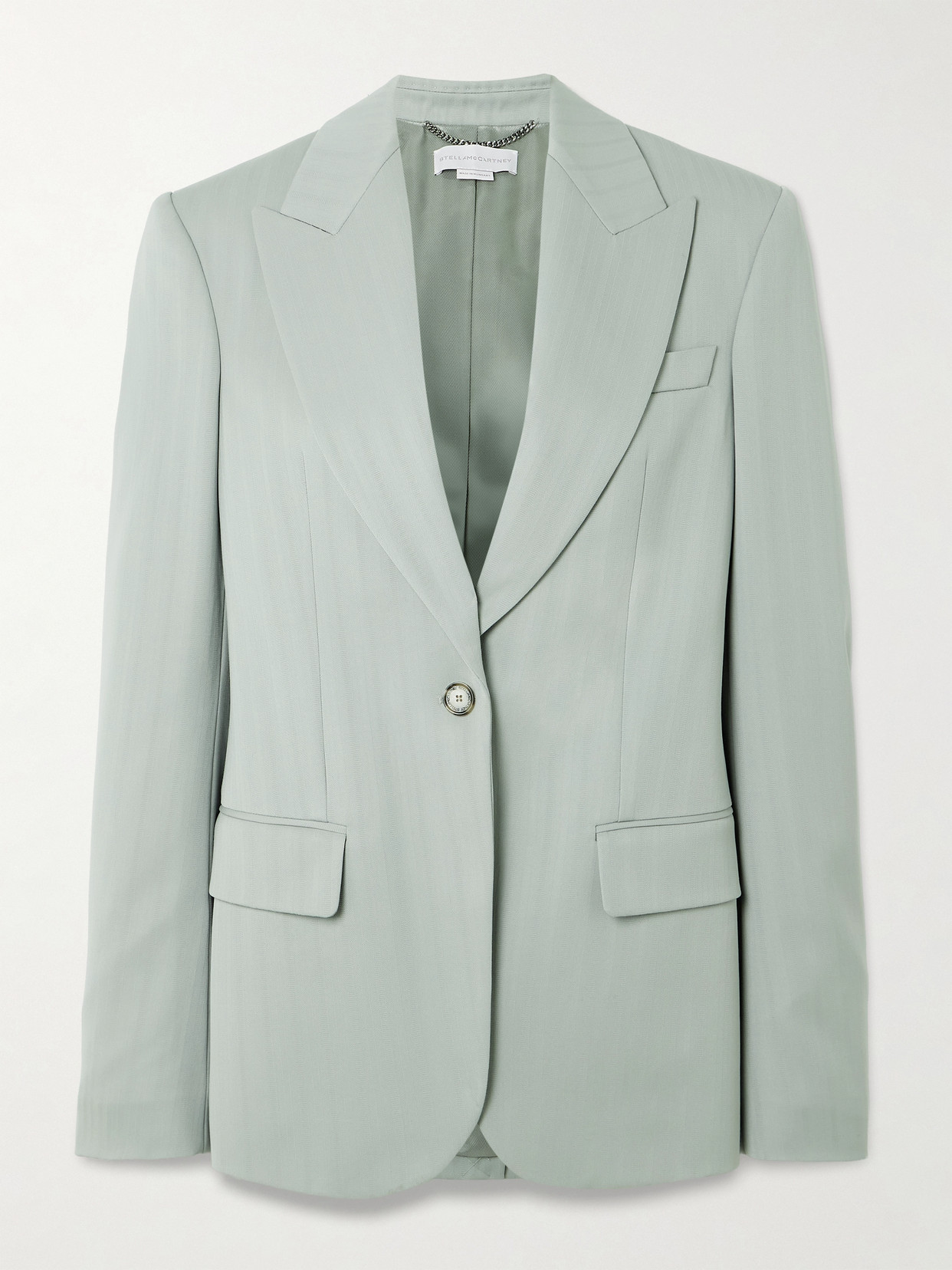 Stella Mccartney Striped Wool-jacquard Blazer In Green
