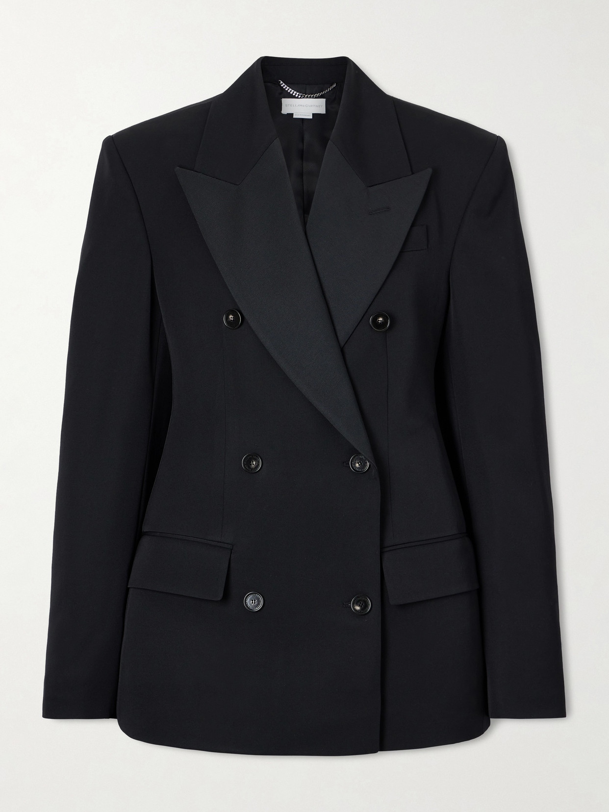 Stella Mccartney Double-breasted Twill-trimmed Wool Blazer In Blue