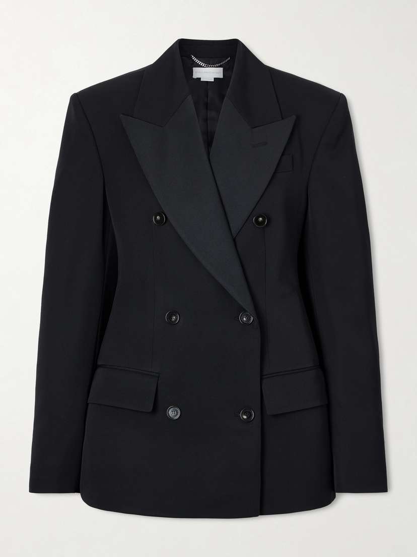 Stella McCartney Double-breasted Twill-trimmed Wool Blazer