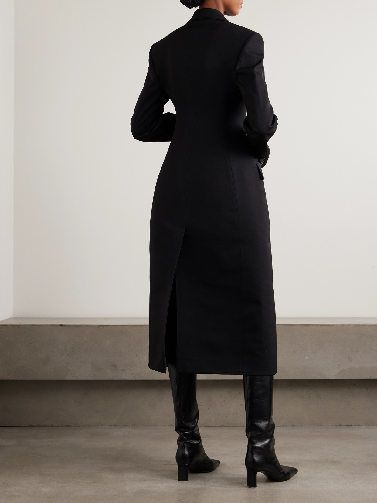 Double-Breasted Embroidered Wool-Twill Coat