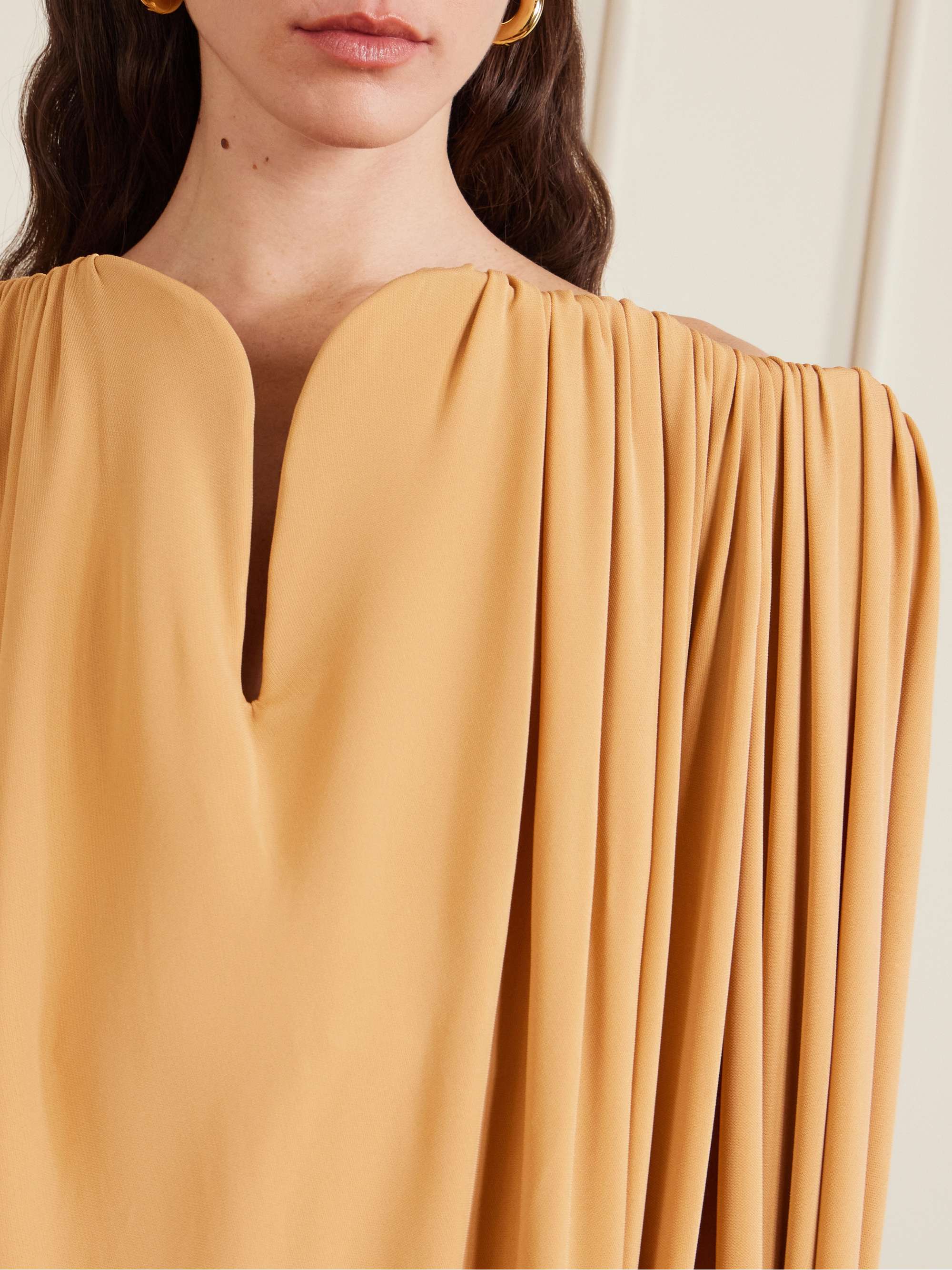 STELLA MCCARTNEY Off-the-shoulder cape-effect draped crepe-jersey