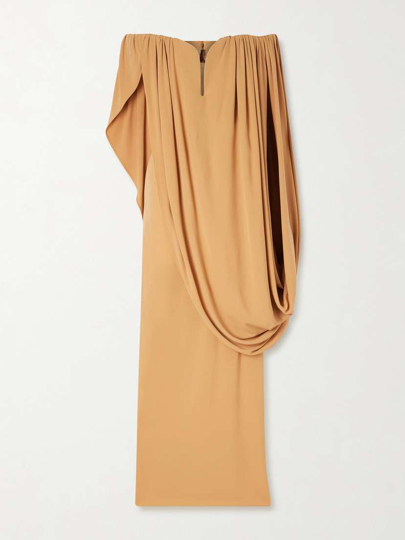 Stella McCartney Off-the-shoulder Cape-effect Draped Crepe-jersey Gown