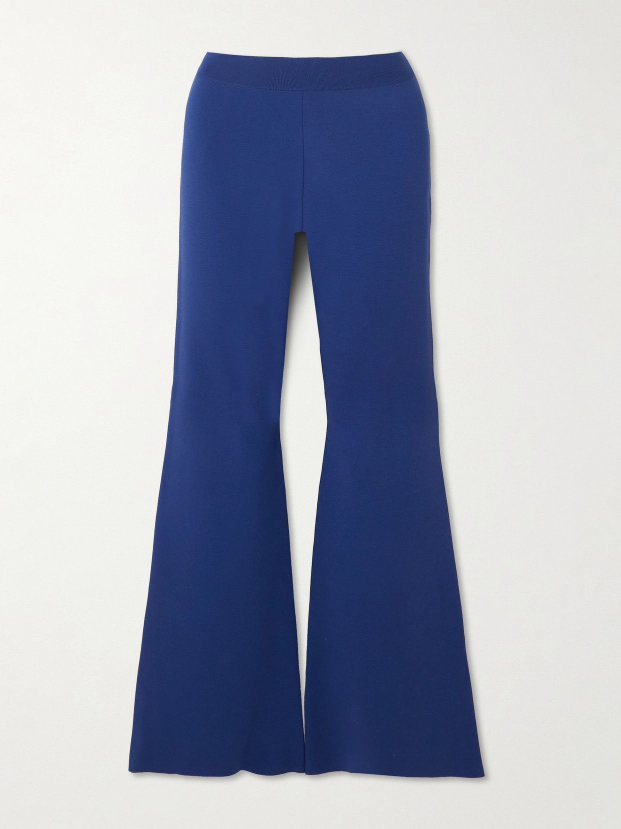 Stella Mccartney Cropped Stretch-knit Flared Pants In Blue