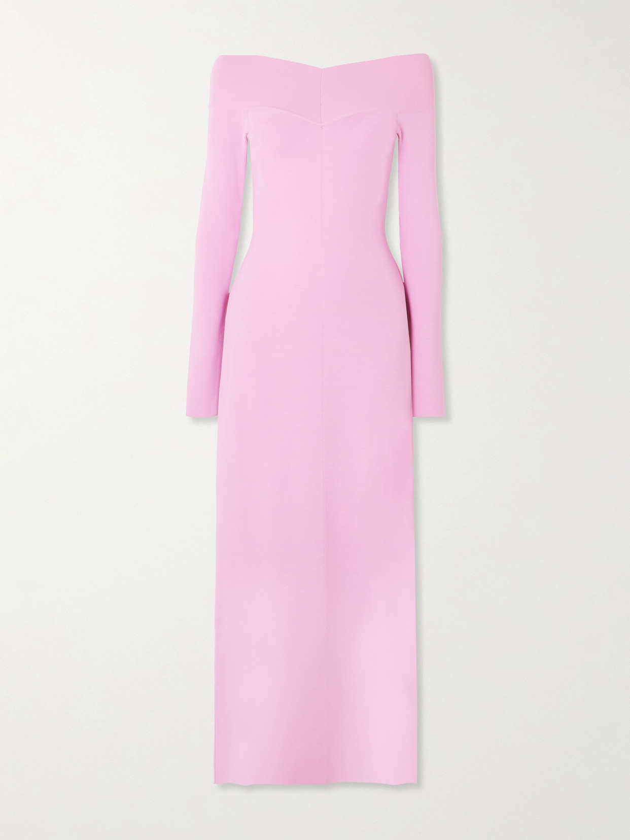 Stella Mccartney Off-the-shoulder Knitted Midi Dress In Pink