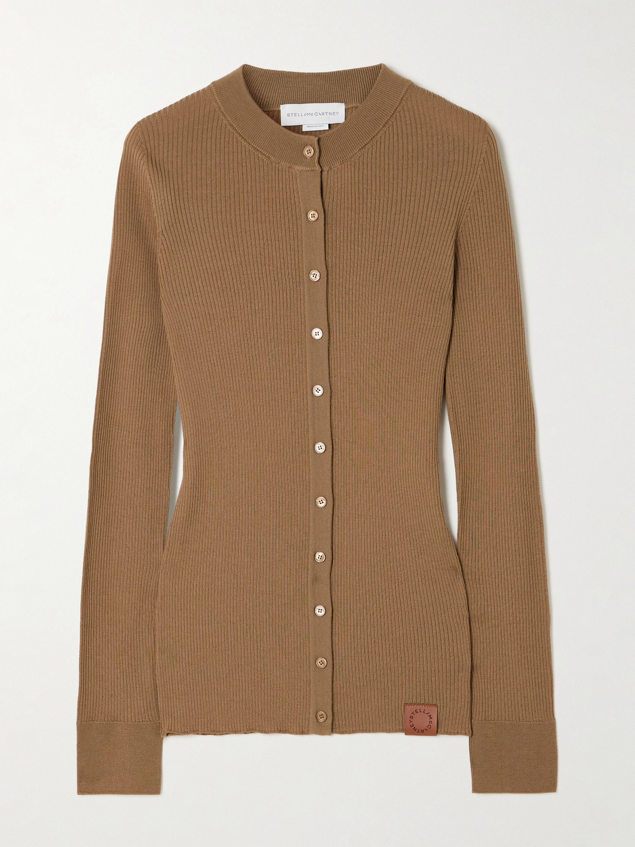 Stella Mccartney Ribbed Wool Cardigan In Brown