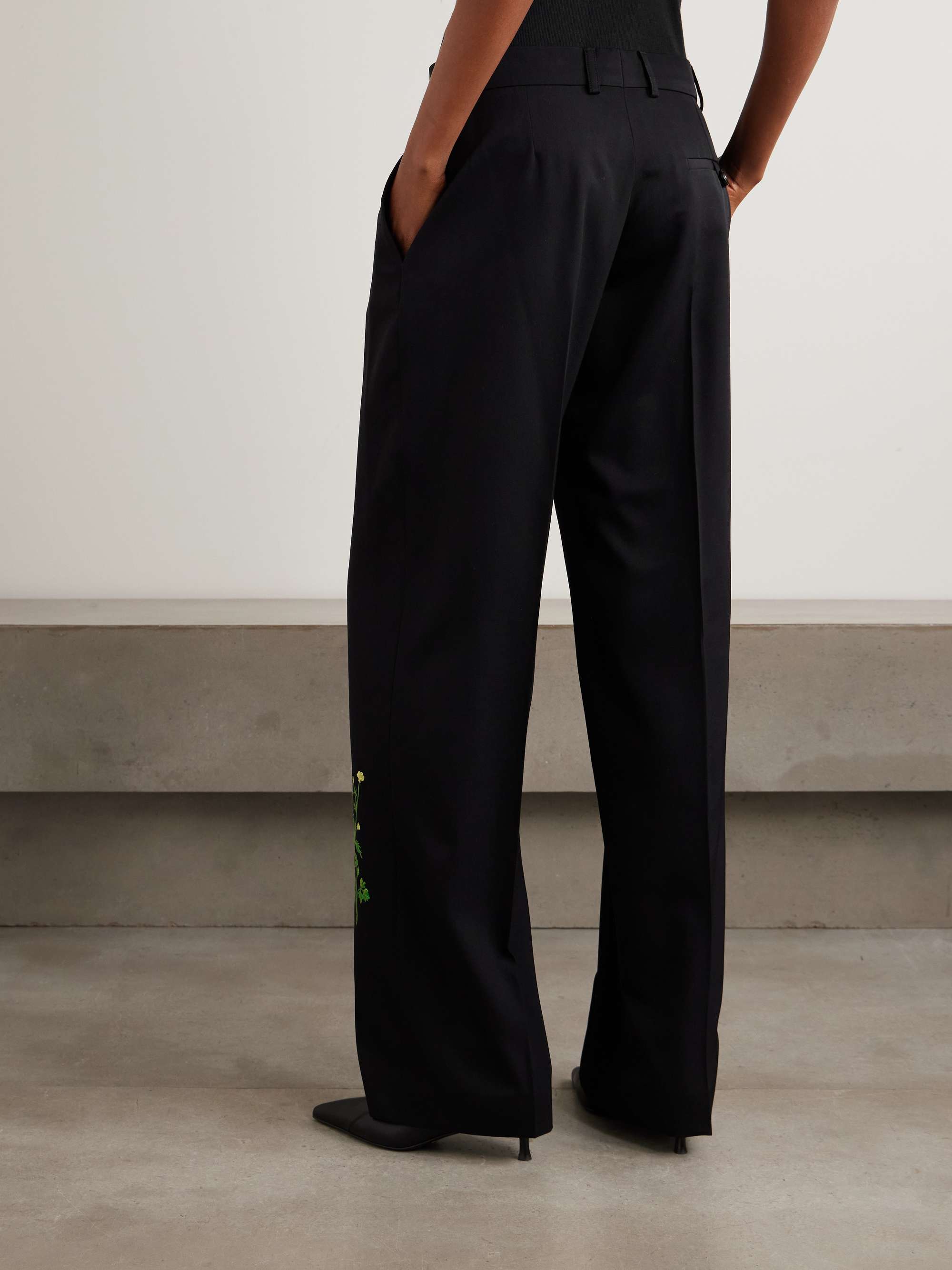 STELLA MCCARTNEY Embroidered wool-twill wide-leg pants | NET-A-PORTER