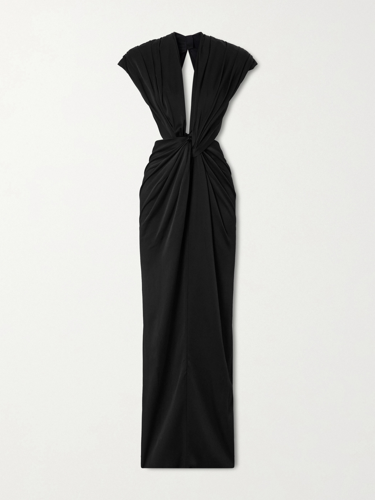Stella Mccartney Open-back Draped Twisted Satin Gown In Black