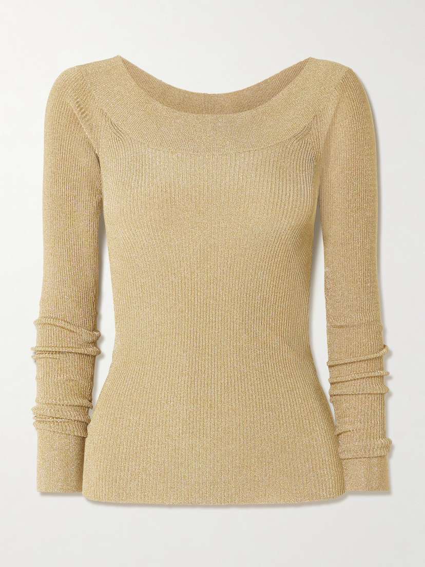 Stella McCartney Metallic Ribbed-knit Top