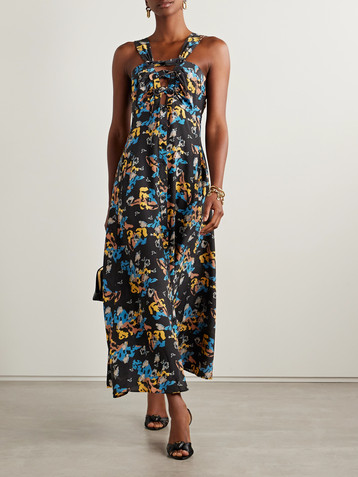 MAISON MAYLE Patapan cutout printed silk-crepe midi dress