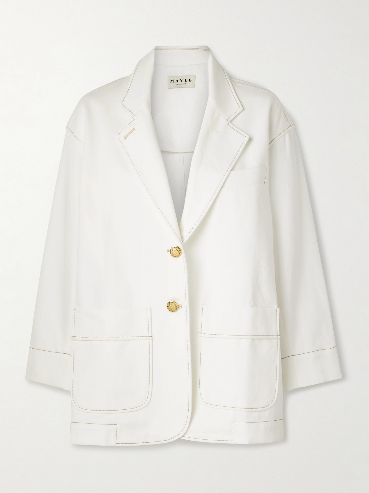 Maison Mayle James Oversized Denim Blazer In White