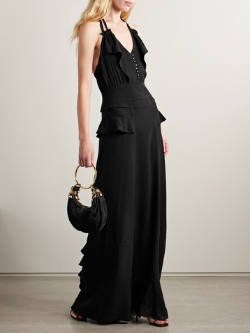 MAISON MAYLE Colette lace-trimmed ruffled crepe maxi dress