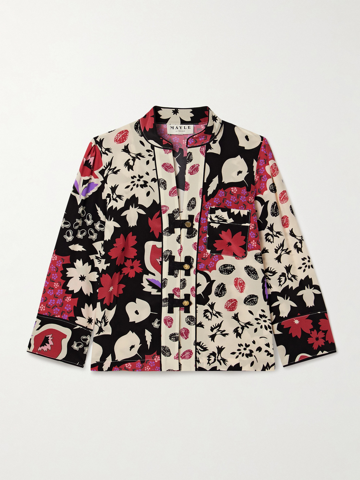 Maison Mayle Nadege Printed Silk-crepe Blouse In Multi