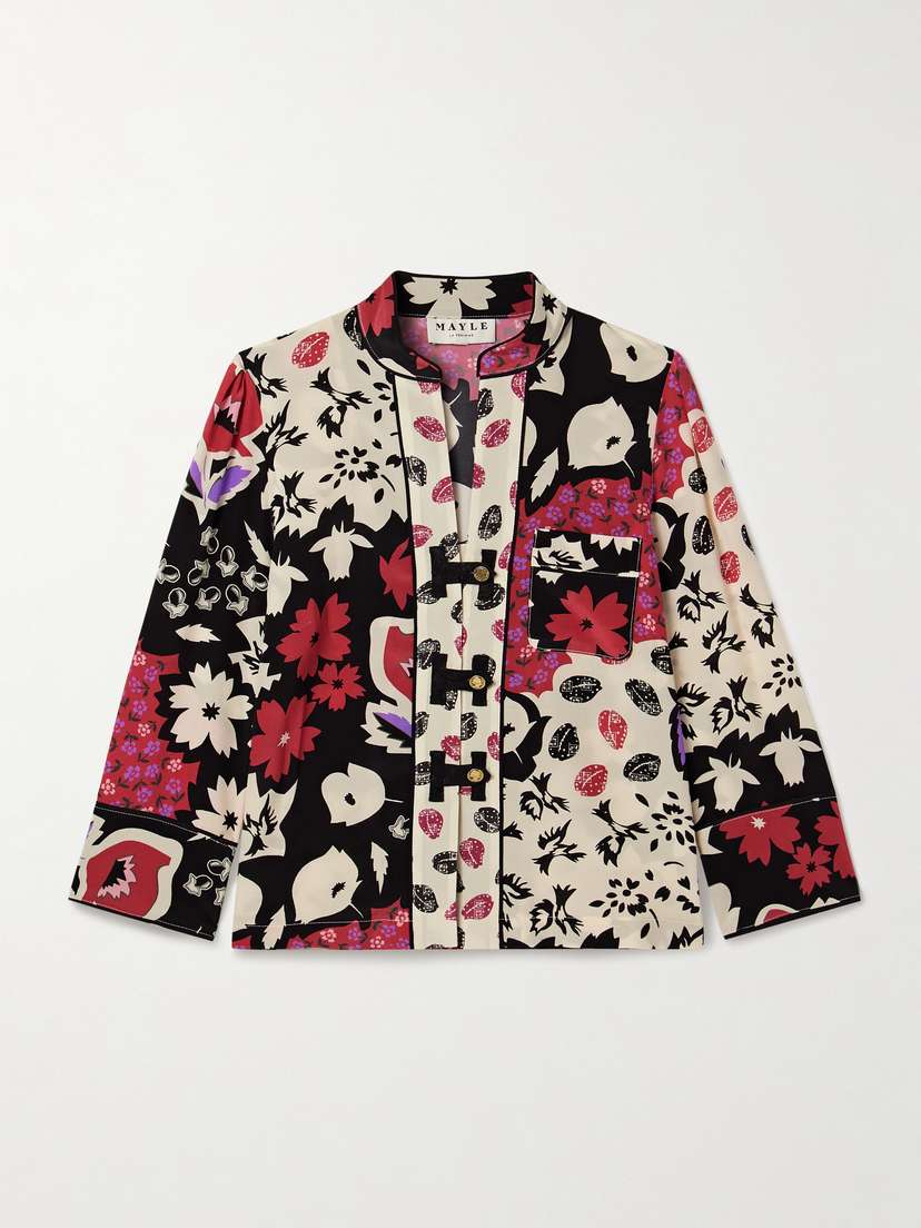 MAISON MAYLE Nadege Printed Silk-crepe Blouse