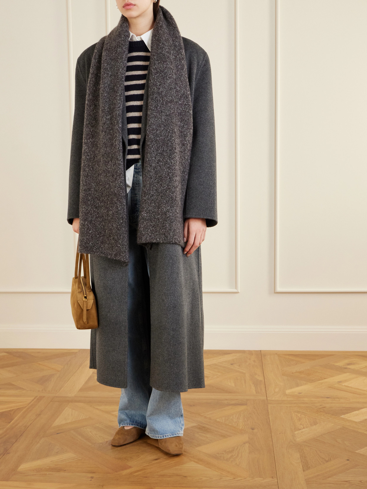 Johnstons Of Elgin Brushed Cashmere And Silk-blend Scarf In Brown