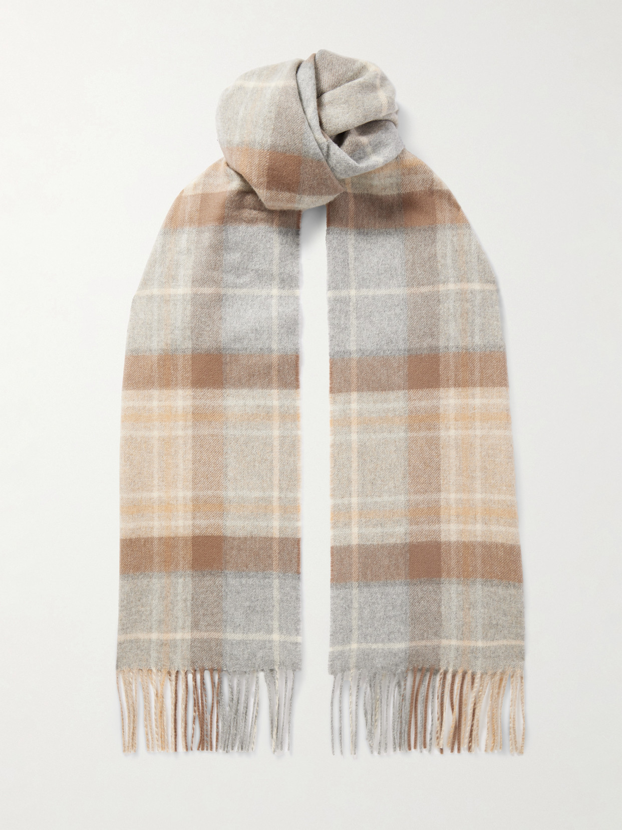 Johnstons Of Elgin Fringed Checked Cashmere Scarf In Multi