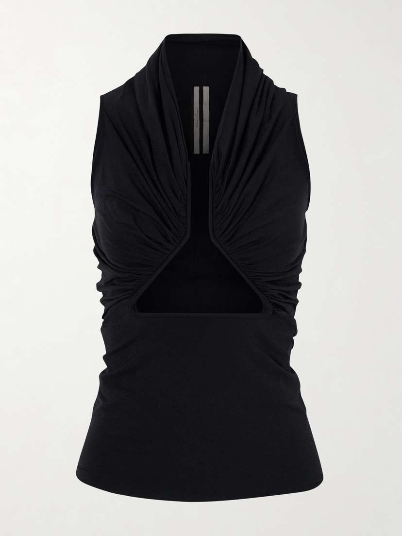 Rick Owens Cutout Gathered Jersey Top