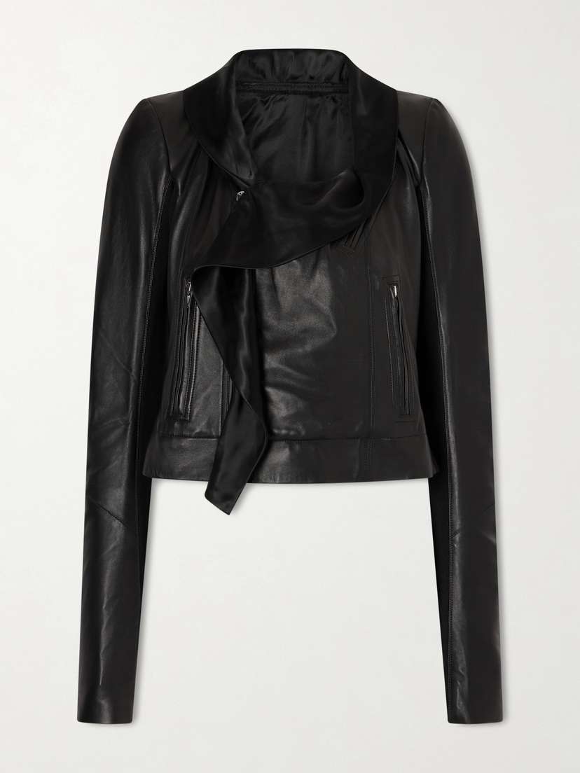 Rick Owens Satin Twill-trimmed Leather Jacket