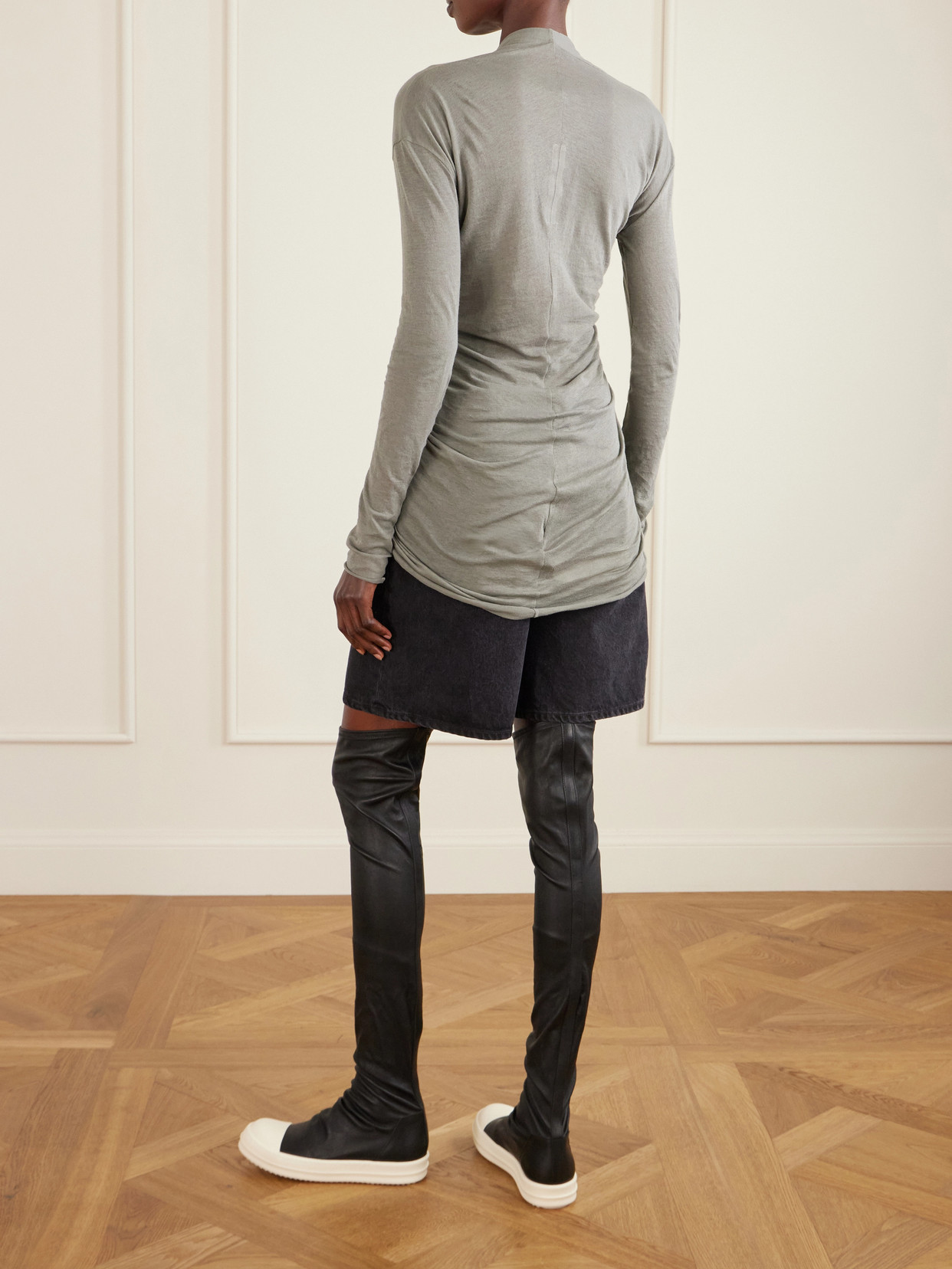 Ruched Cotton-Jersey T-Shirt