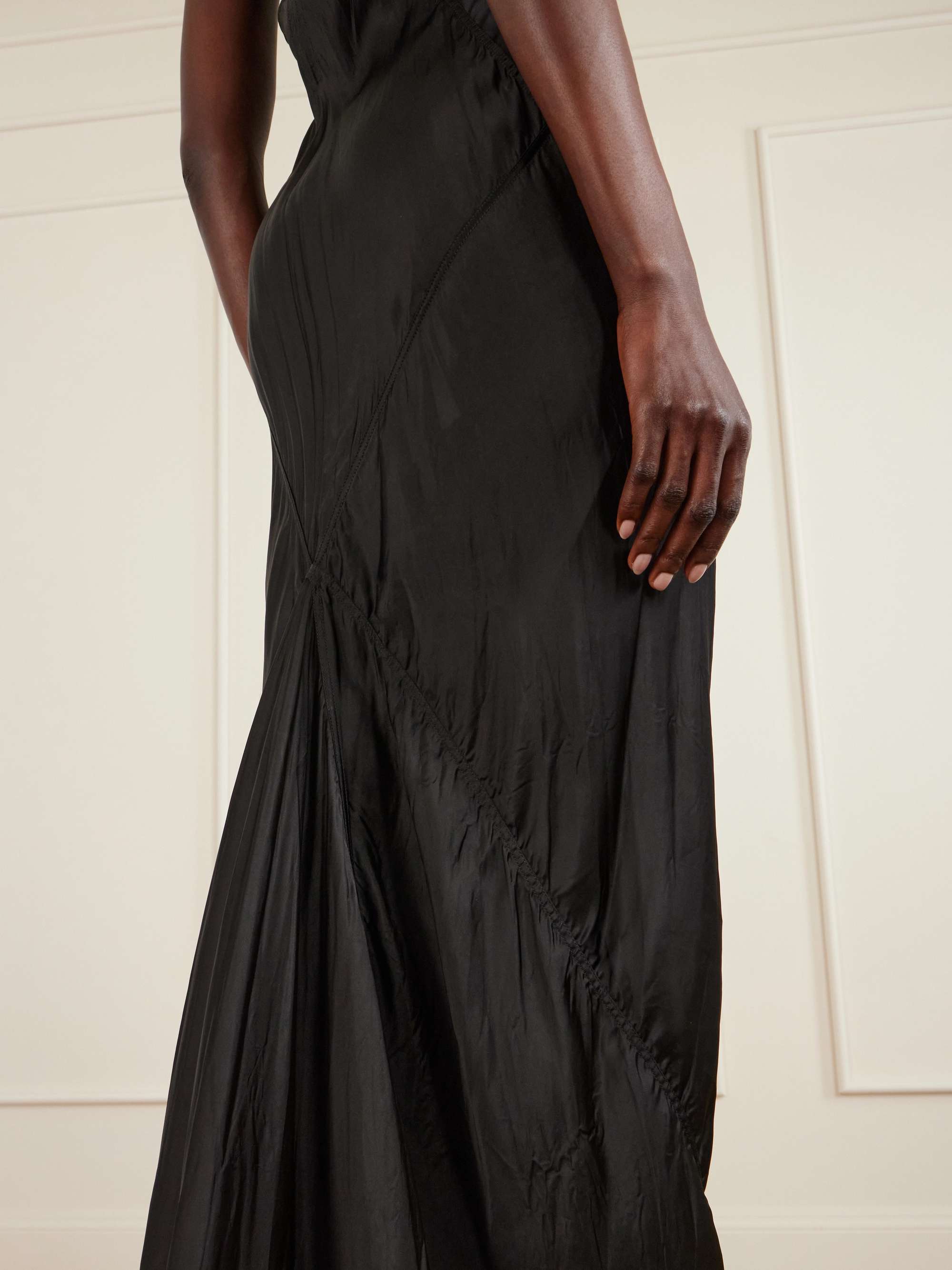 RICK OWENS Tulle-paneled satin maxi dress | NET-A-PORTER