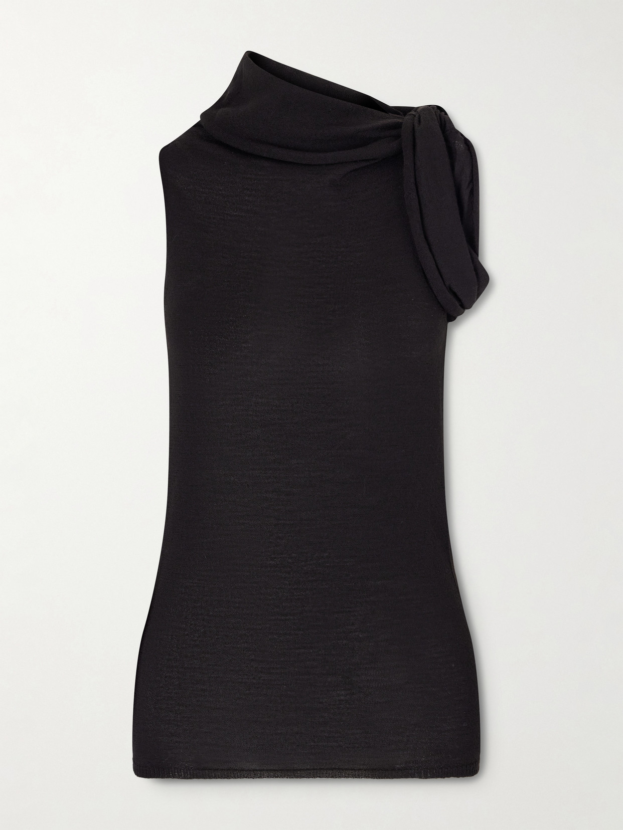 Rick Owens Draped Wool Turtleneck Top In Black