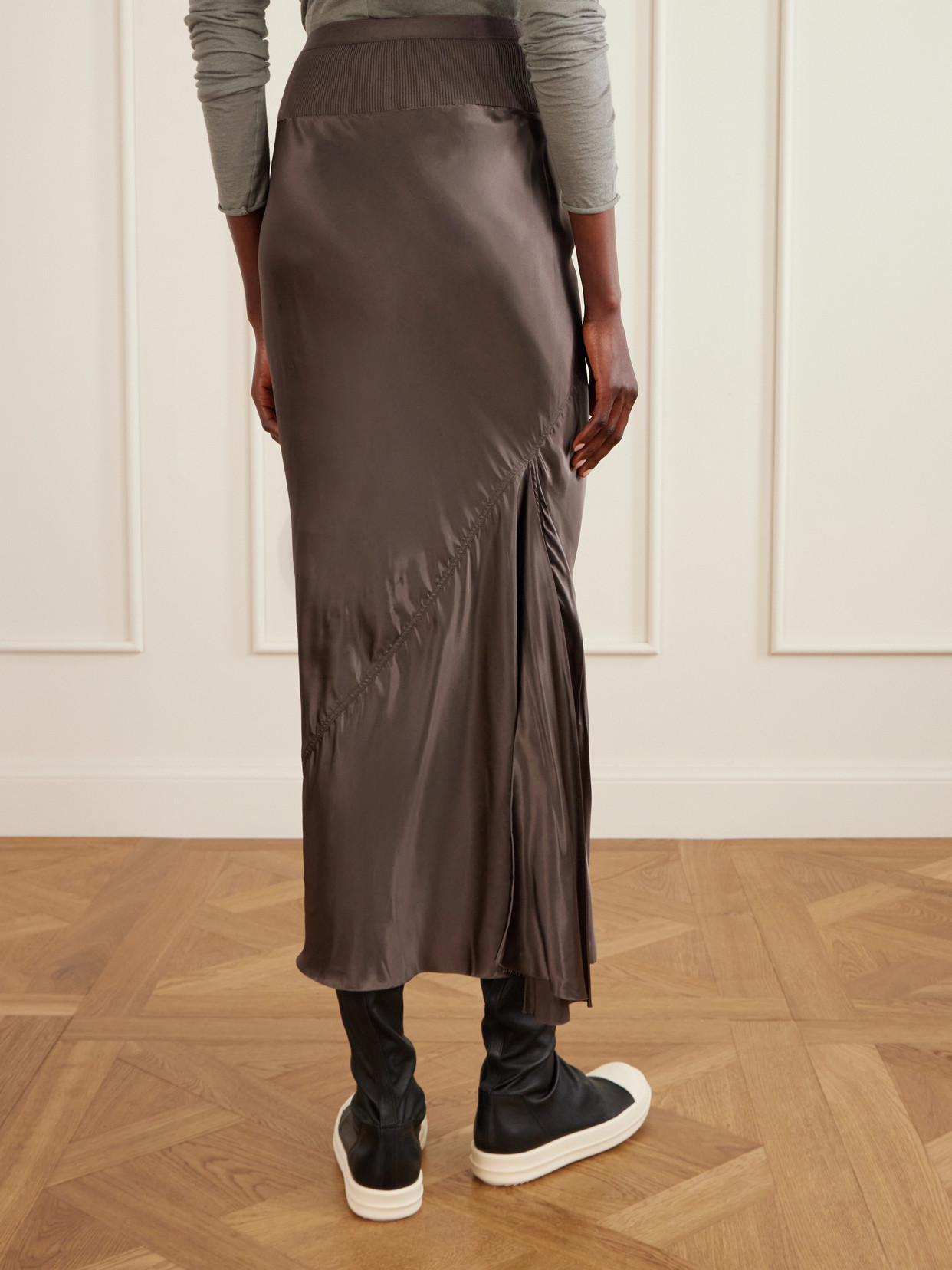 Jersey And Recycled-Satin Midi