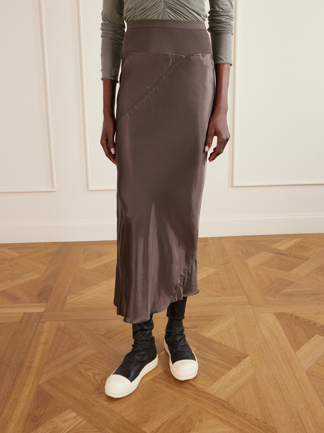 Jersey And Recycled-Satin Midi