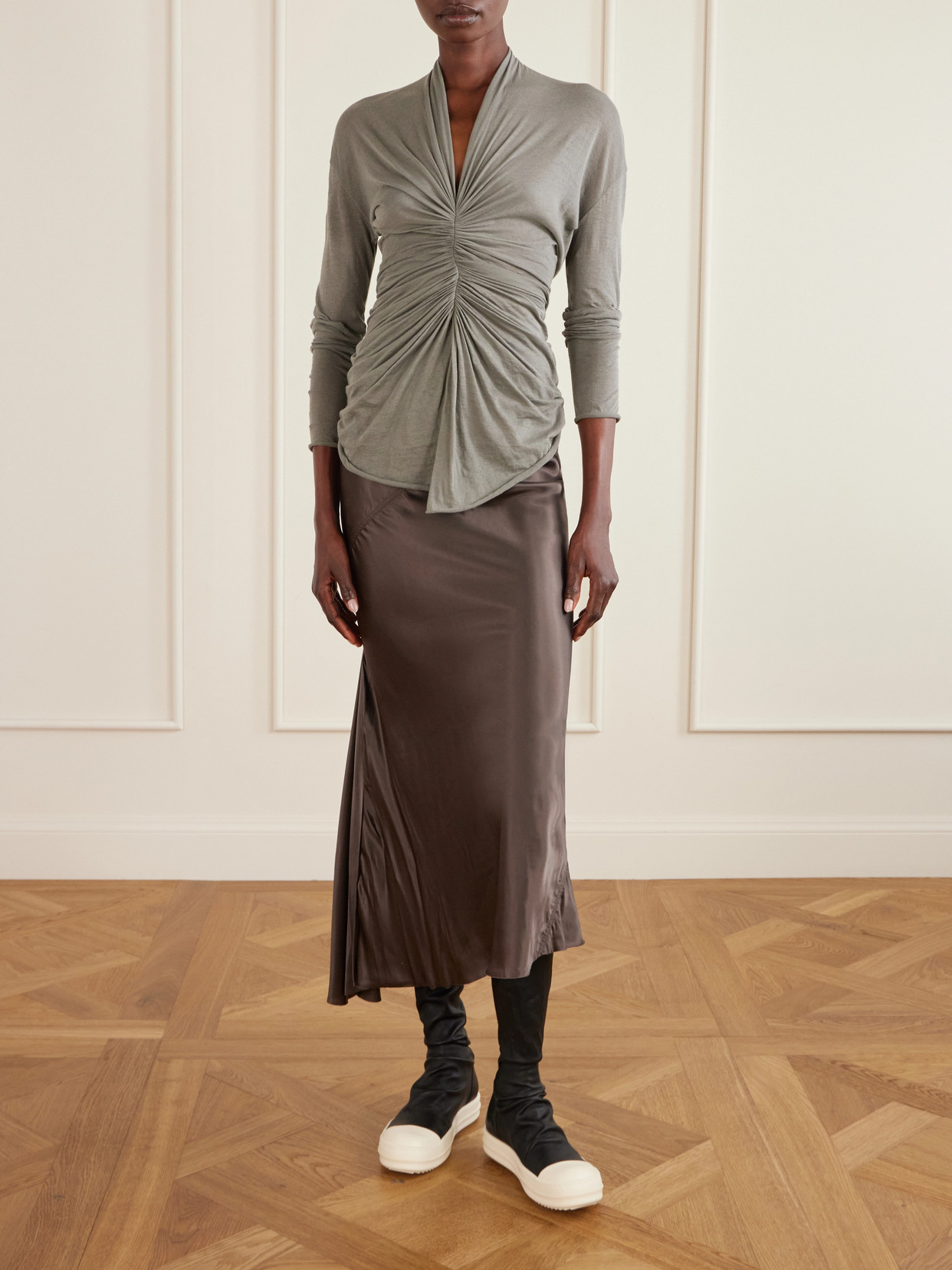 Jersey And Recycled-Satin Midi
