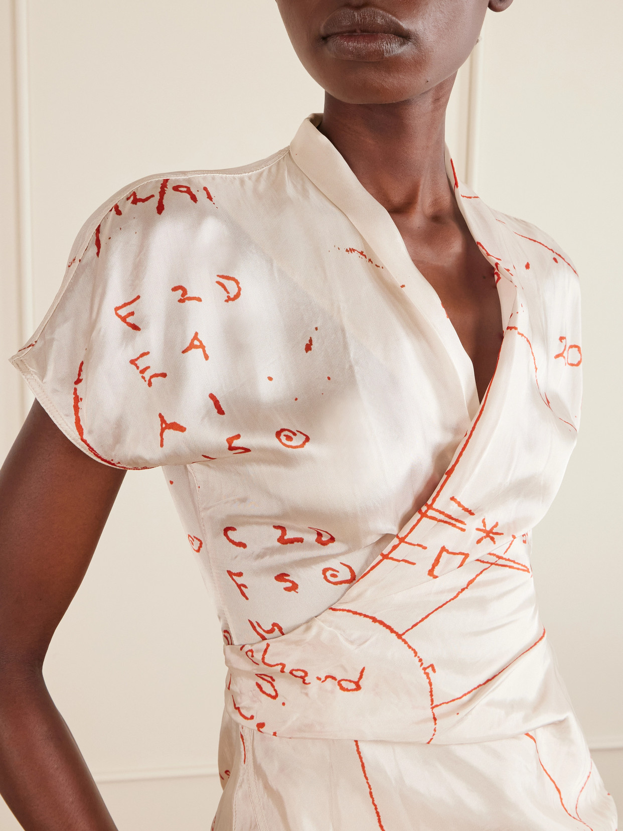 Satin-Twill Wrap Top