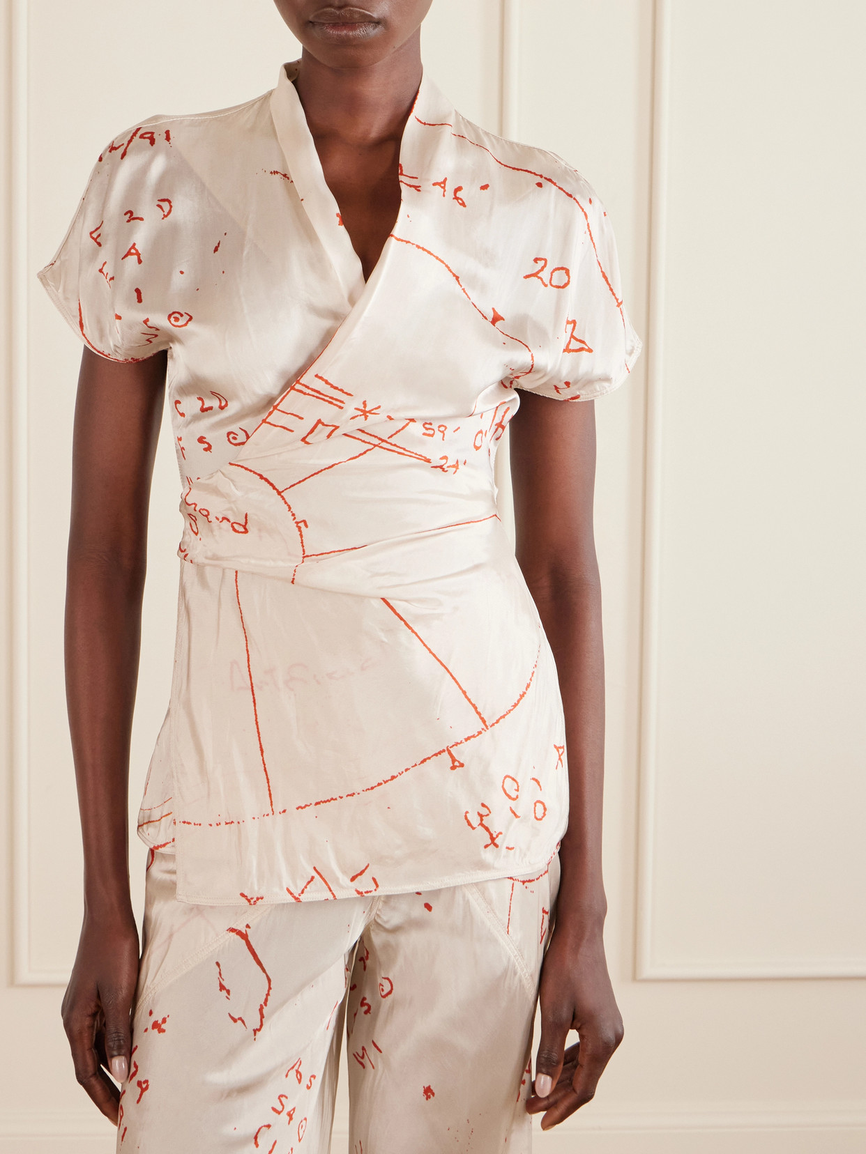 Satin-Twill Wrap Top