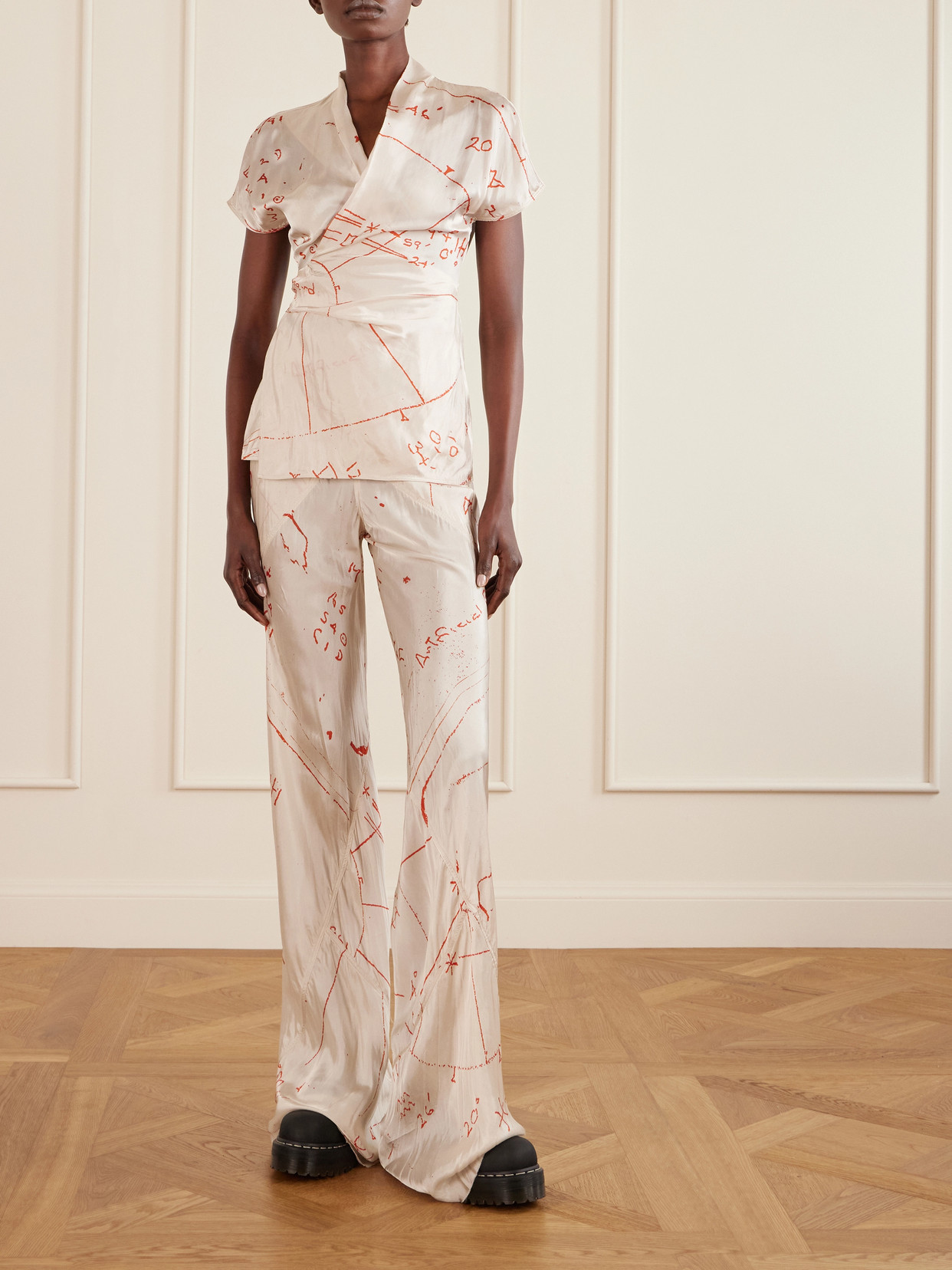 Satin-Twill Wrap Top
