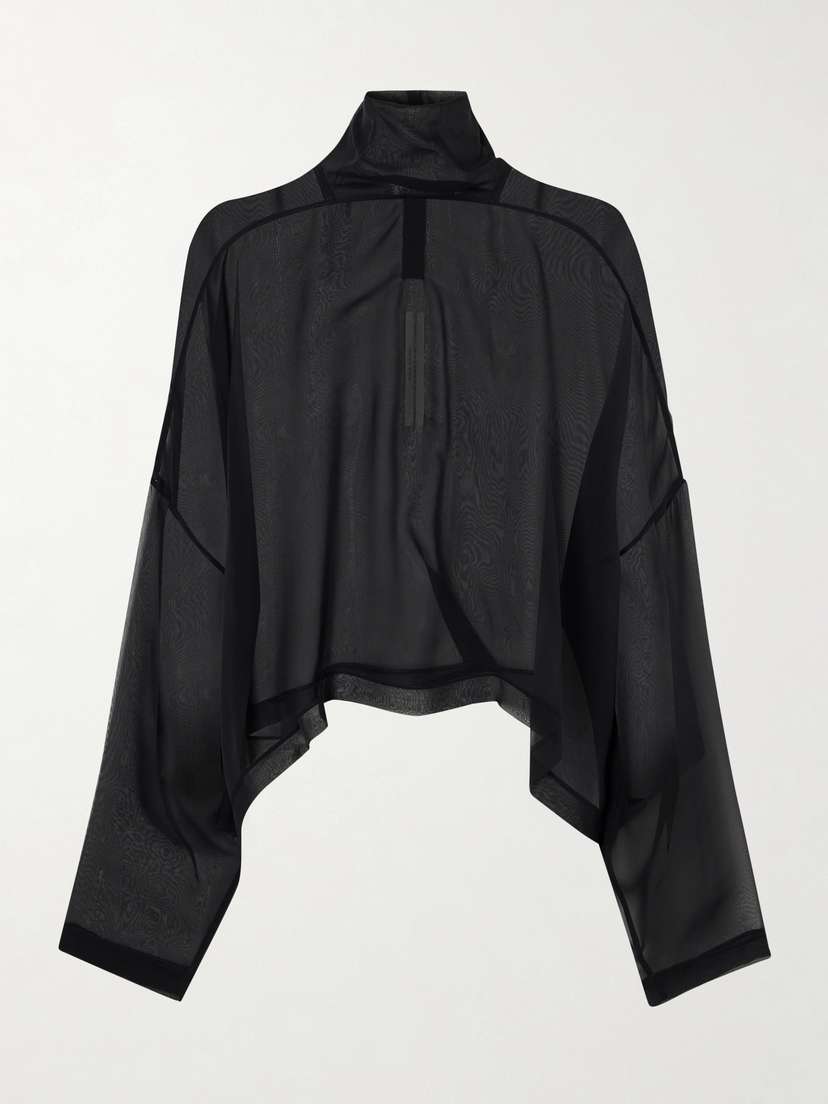 Rick Owens Jumbo Tabard Silk-chiffon Turtleneck Blouse
