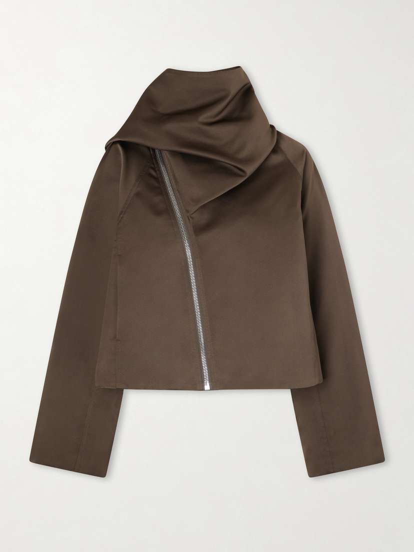 Rick Owens Cropped Scarf Flight Satin-shell Jacket