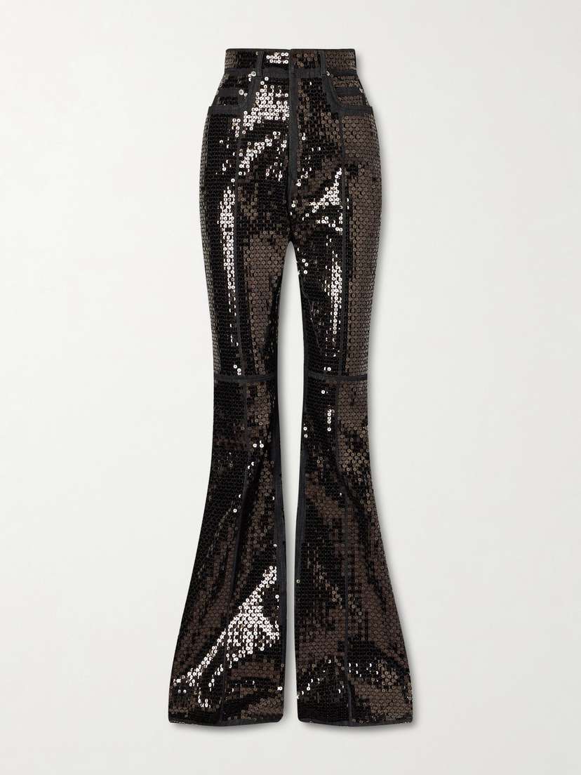 Rick Owens Sequined High-rise Bootcut Jeans