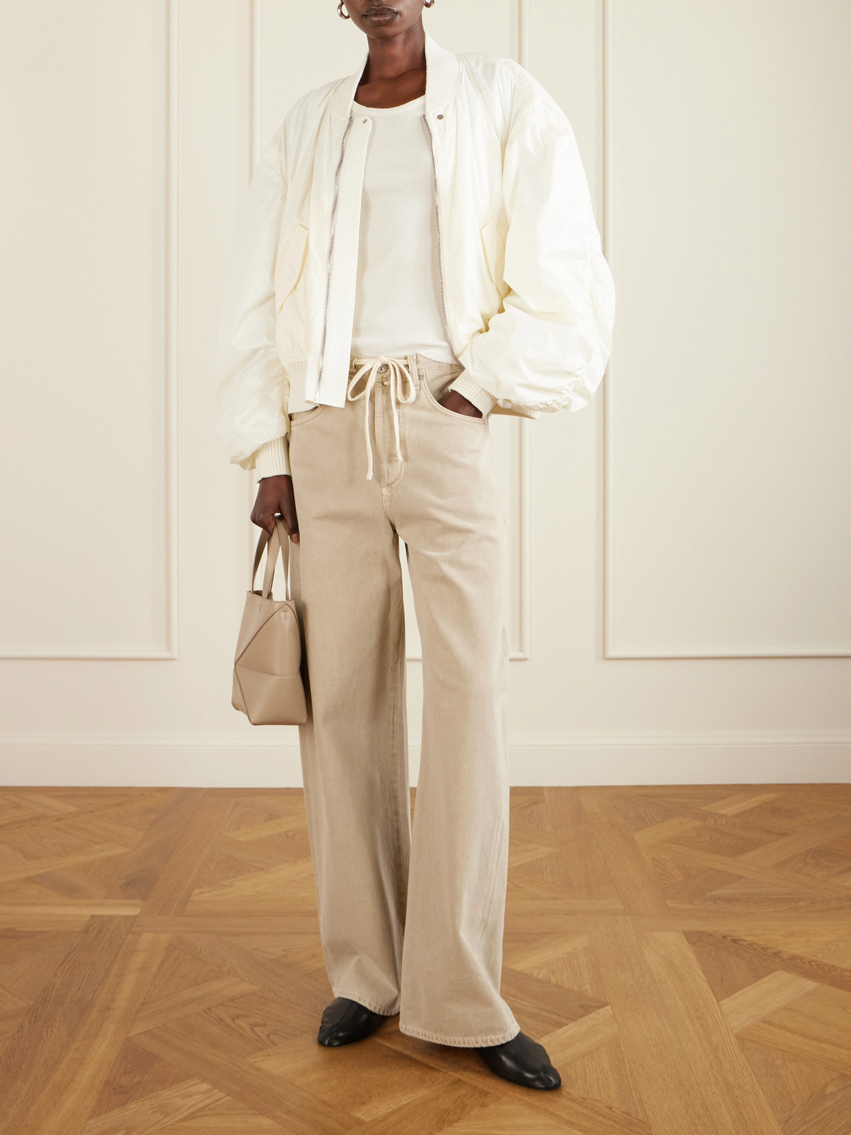 Rick Owens Shell Bomber Jacket In Neutral