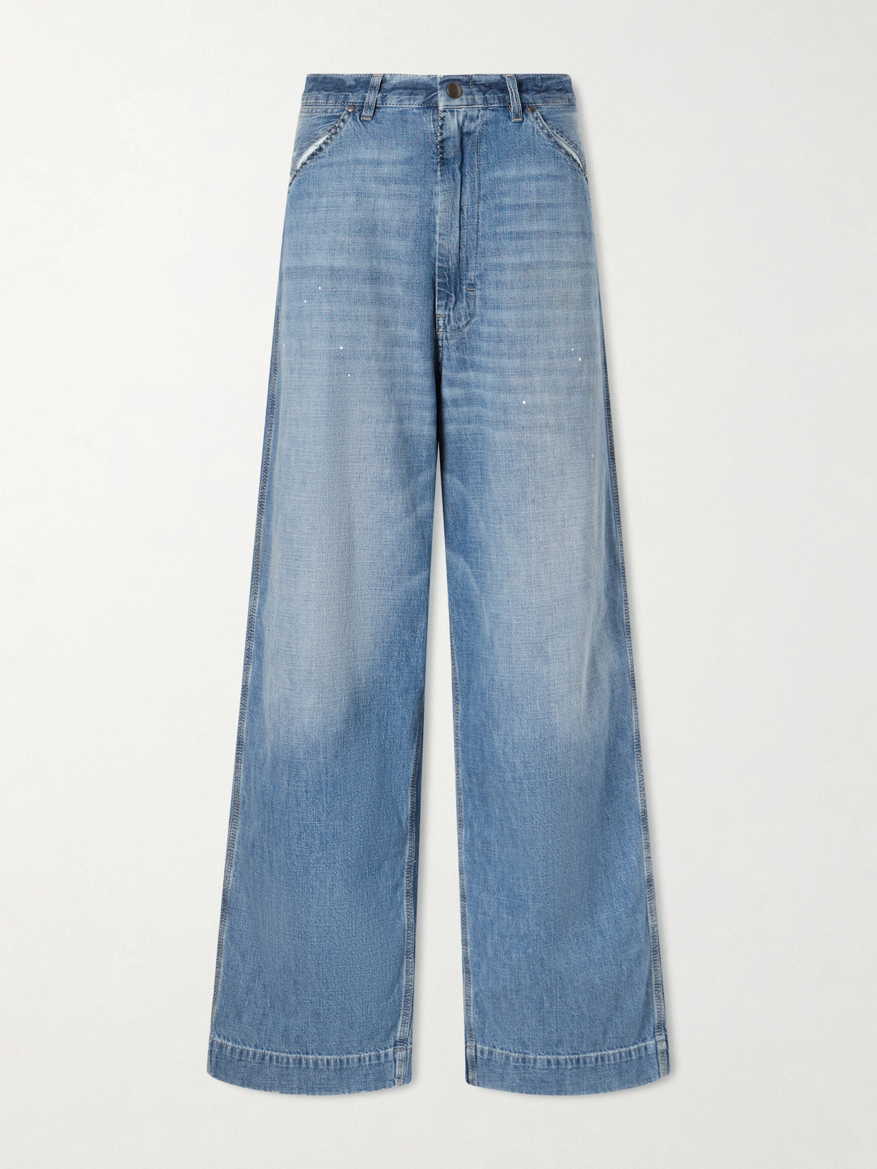 Maison Margiela Distressed Mid-rise Wide-leg Jeans In Blue