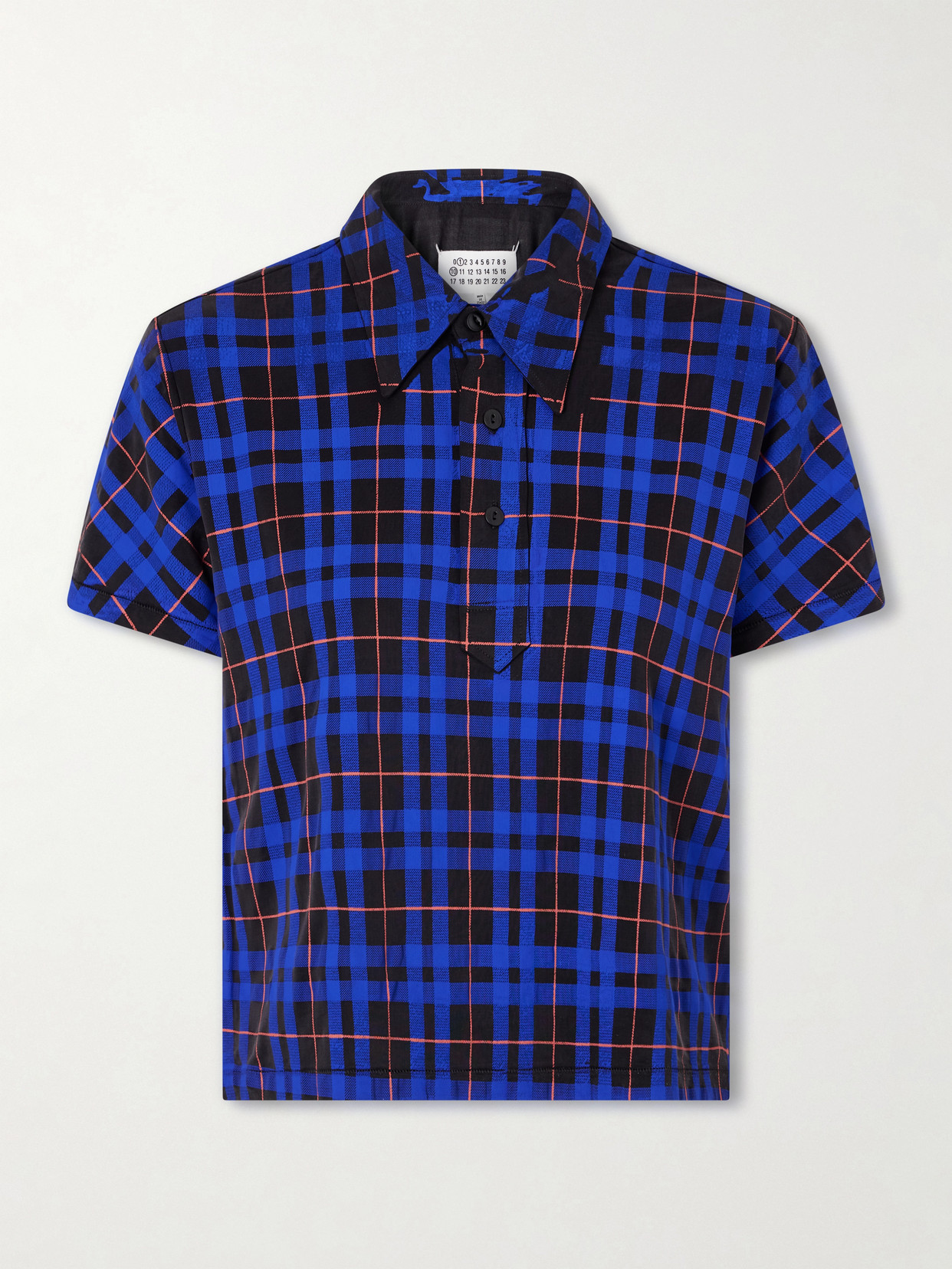 Maison Margiela Checked Twill Polo Shirt In Blue