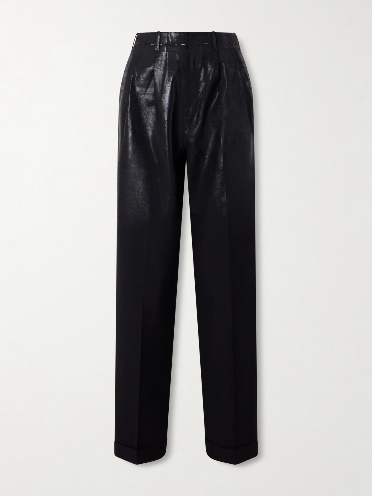 Maison Margiela Pleated Wool Straight-leg Pants In Black