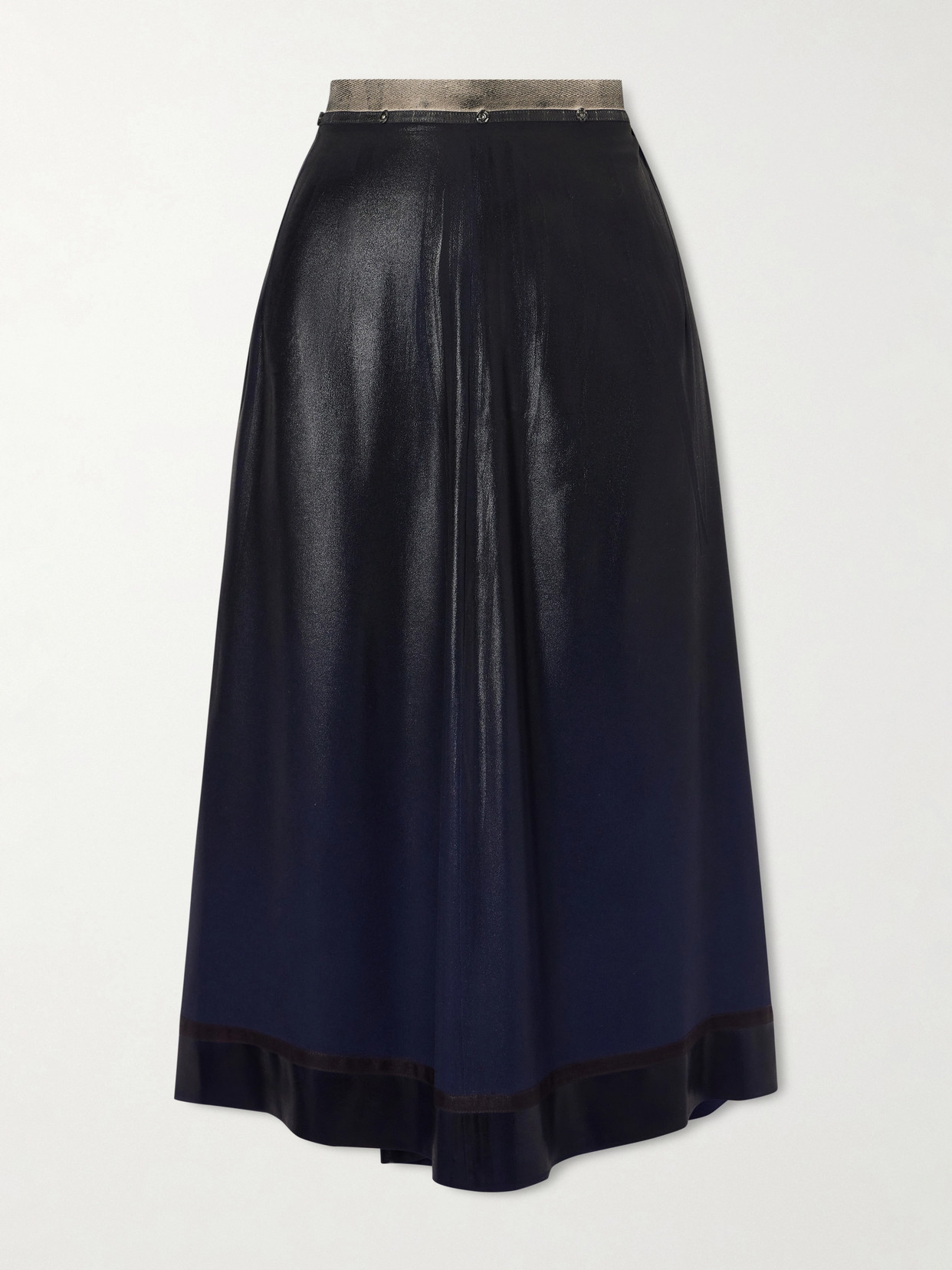 Maison Margiela Ombré Satin Midi Skirt In Blue