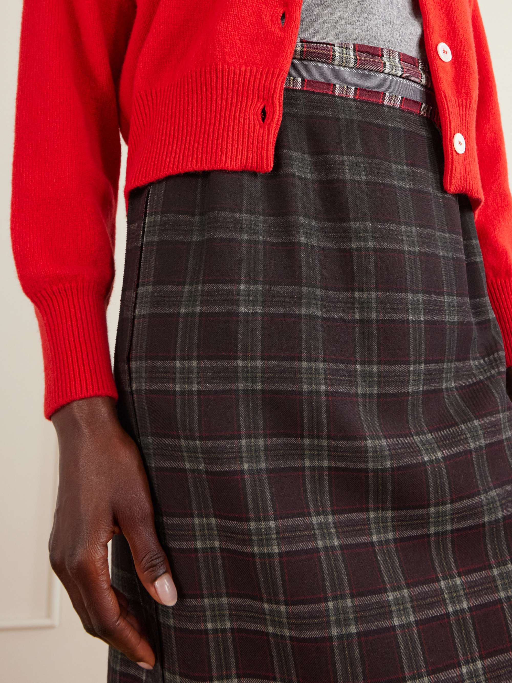 MAISON MARGIELA Dégradé checked woven midi skirt | NET-A-PORTER