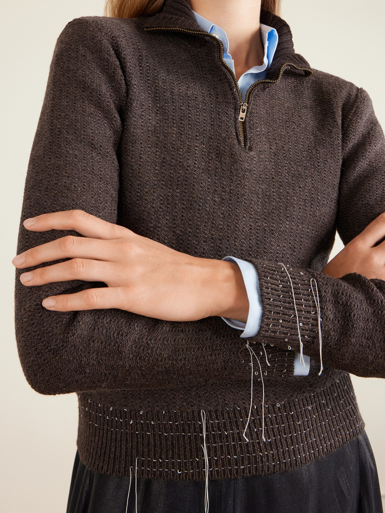 Distressed Wool-Blend Sweater