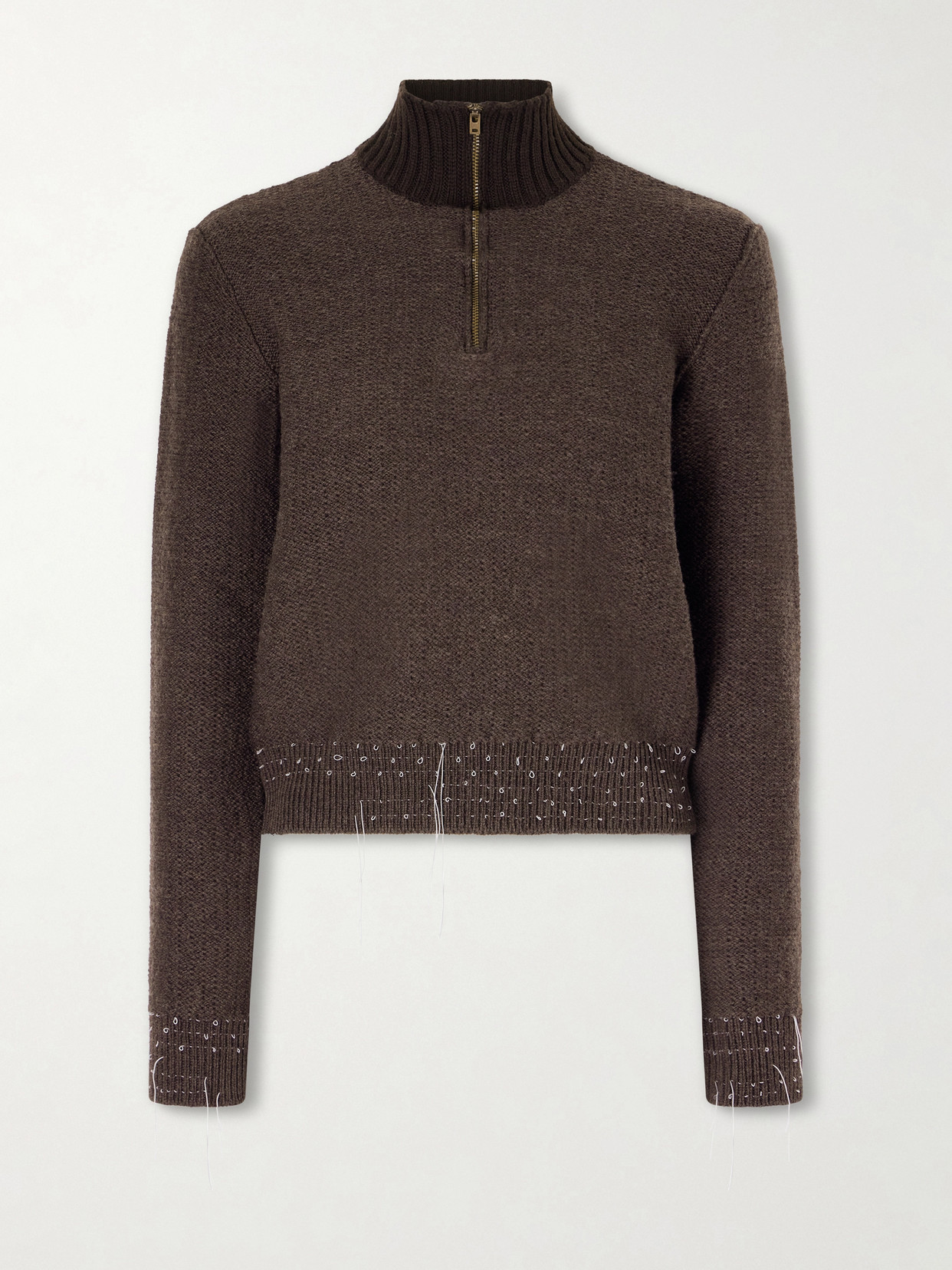 Maison Margiela Distressed Wool-blend Sweater In Brown